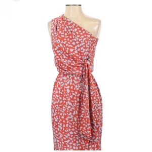 Diane Von Furstenberg Agatha Leopard Print One Shoulder Dress in Multicolor Silk